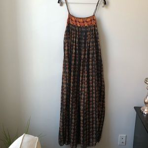 Free People “On My Own Printed Maxi Slip” Size S